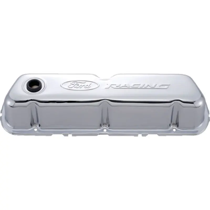 Ford Racing Embosses Logo Stamped Steel Valve Cover Chrome 1
