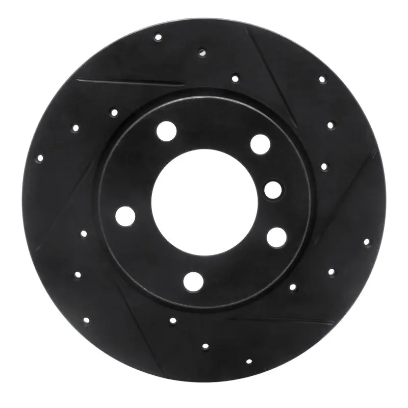 R1 95-98 Bmw 318Ti Front Right Drilled & Slotted Black Brake Rotor 1