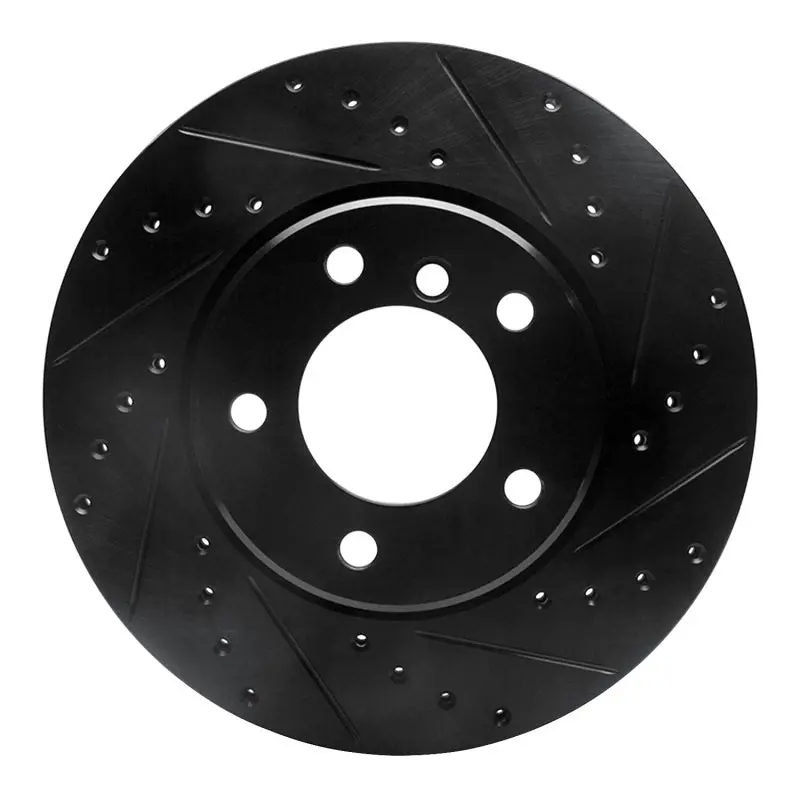 R1 04-10 Bmw 525I (Mexico) Front Right Drilled & Slotted Black Brake Rotor 1