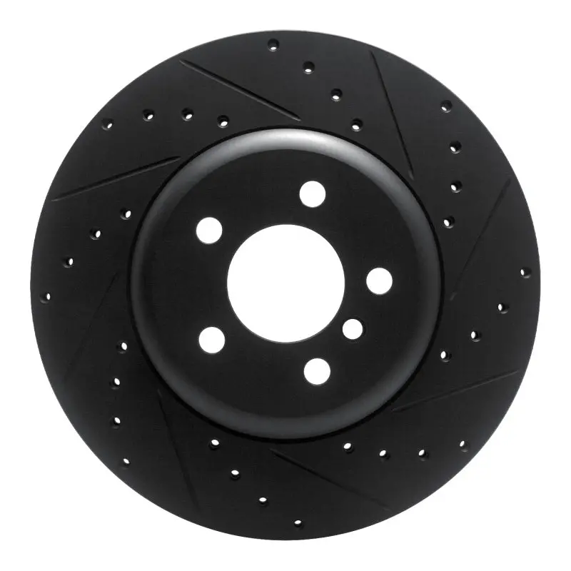 R1 10-19 Bmw 535I Gt Xdrive Rear Right Drilled & Slotted Black Brake Rotor 1