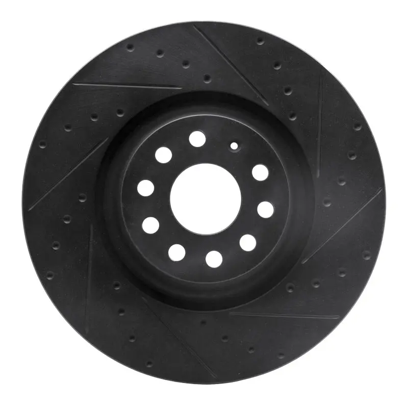 R1 2022+ Volkswagen Gti Mk 8 Front Right Drilled & Slotted Black Brake Rotor 1