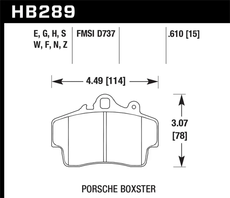 Hawk 97-08 Porsche Boxster / 07-08 Cayman W/ Iron Discs Ht-10 Front Race Brake Pads 1