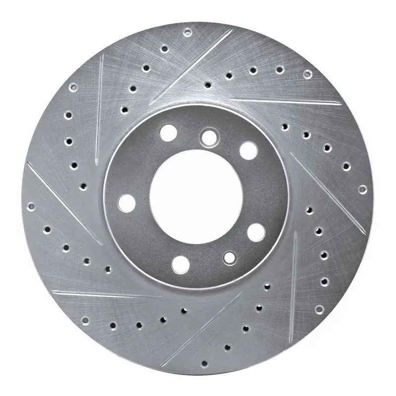 R1 91-01 Bmw 850Ci Front Left Drilled & Slotted Silver Brake Rotor 1