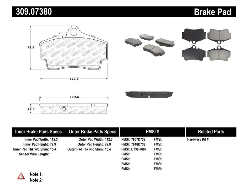 Stoptech Performance 97-04 Porsche Boxster / 00-08 Boxster S / 98-08 911 Rear Brake Pads 1