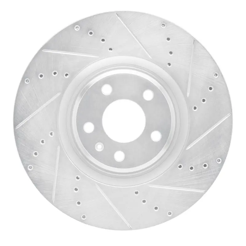 R1 2012-2018 Audi A6 (Usa/Canada) Front Right Drilled & Slotted Silver Brake Rotor 1
