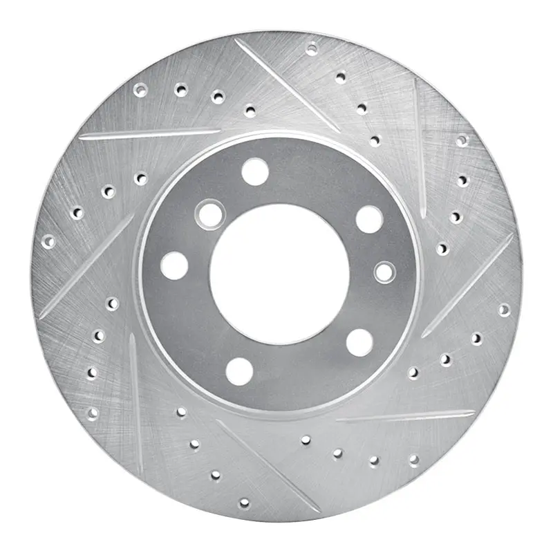 R1 89-95 Bmw 530I Front Right Drilled & Slotted Silver Brake Rotor 1
