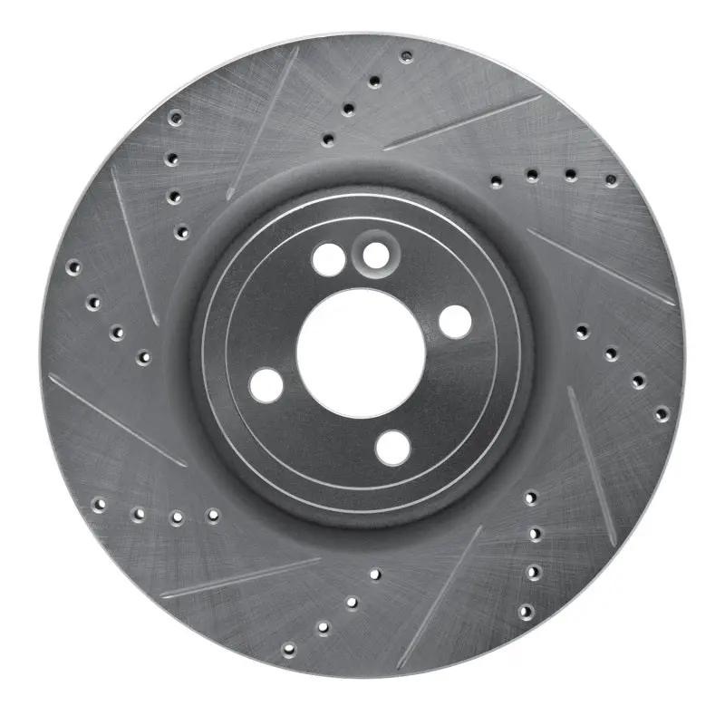 R1 13-13 Mini Cooper (Excl Clubman) Front Left Drilled & Slotted Silver Brake Rotor 1