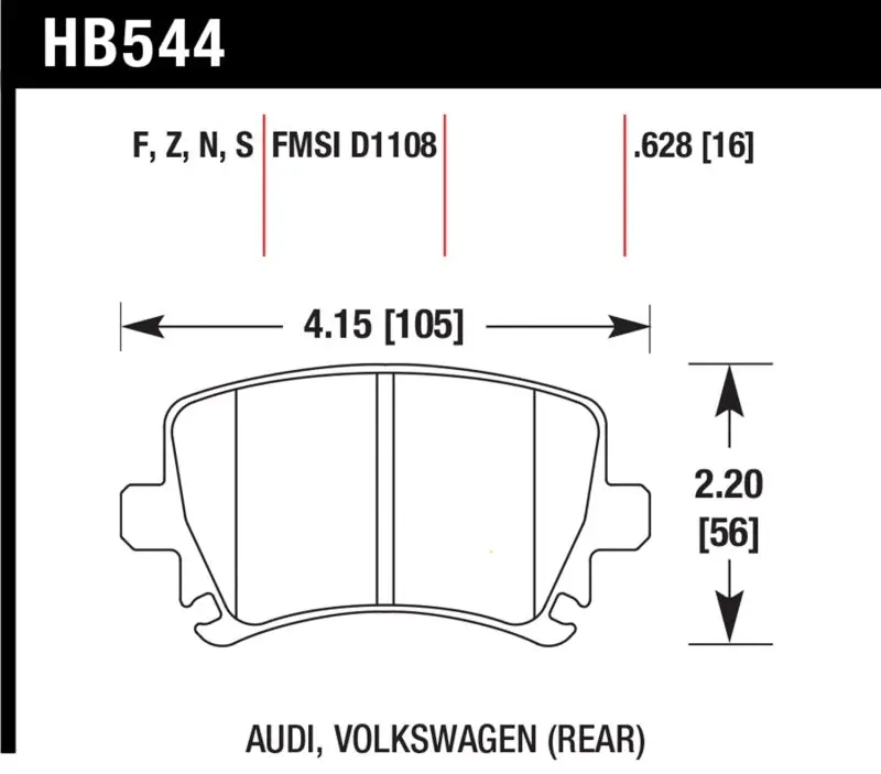 Hawk 06 Audi A6 Quattro Avant/06-09 A6 Quattro Ht-10 Rear Brake Pads 1
