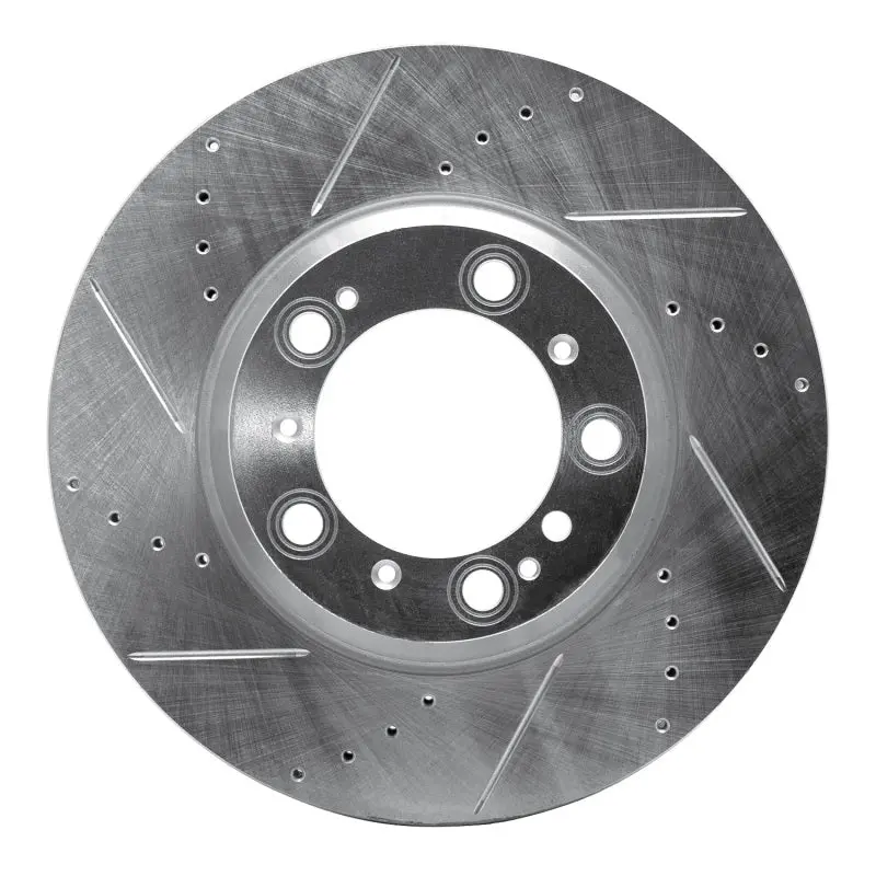 R1 99-23 Porsche 911 Left Rear Drilled & Slotted Silver Brake Rotor 1