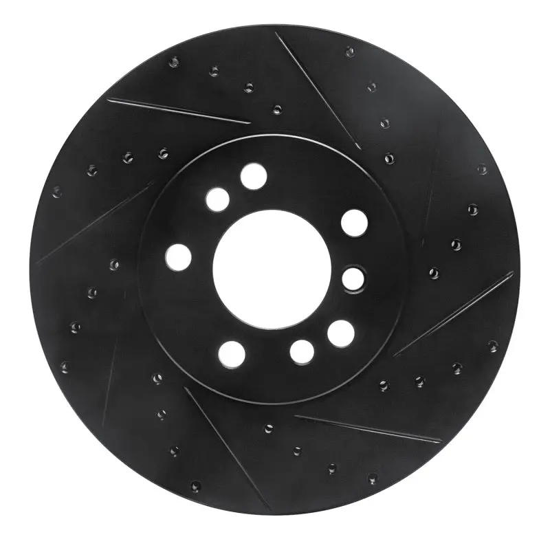 R1 00-06 Bmw X5 Front Right Drilled & Slotted Black Brake Rotor 1