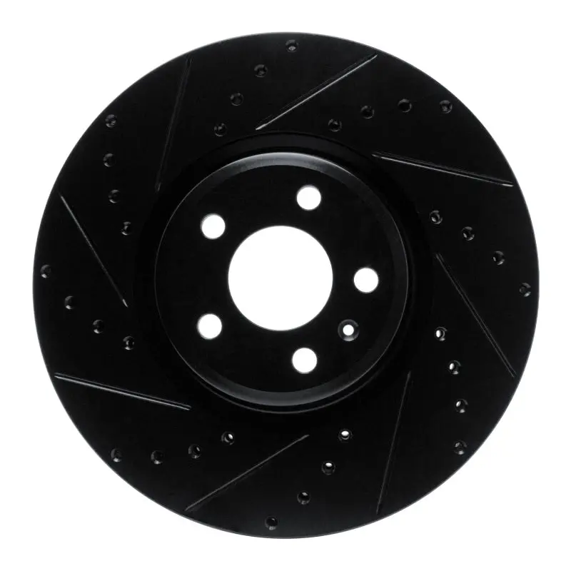 R1 2018-2025 Audi S5 Sportback Front Left Drilled & Slotted Black Brake Rotor 1