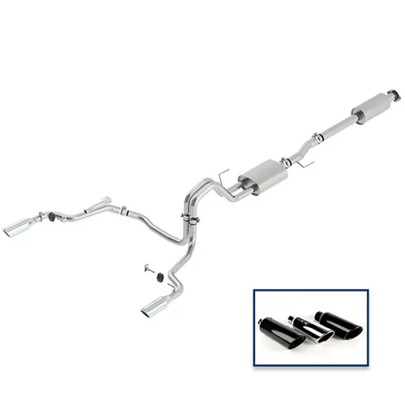 Ford Racing 15-18 F-150 5.0L Cat-Back Touring Exhaust System - Rear Exit Chrome Tips 1