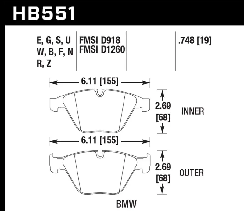 Hawk 07-09 Bmw 335D/335I/335Xi / 08-09 328I/M3 Blue 9012 Race Front Brake Pads 1