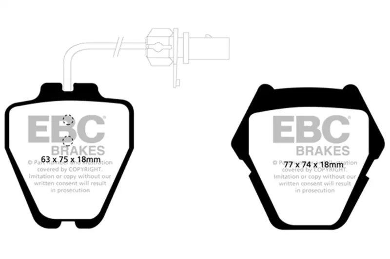 Ebc 99-01 Audi A6 Quattro 2.7 Twin Turbo Sedan (8 Pad Set) Redstuff Front Brake Pads 1