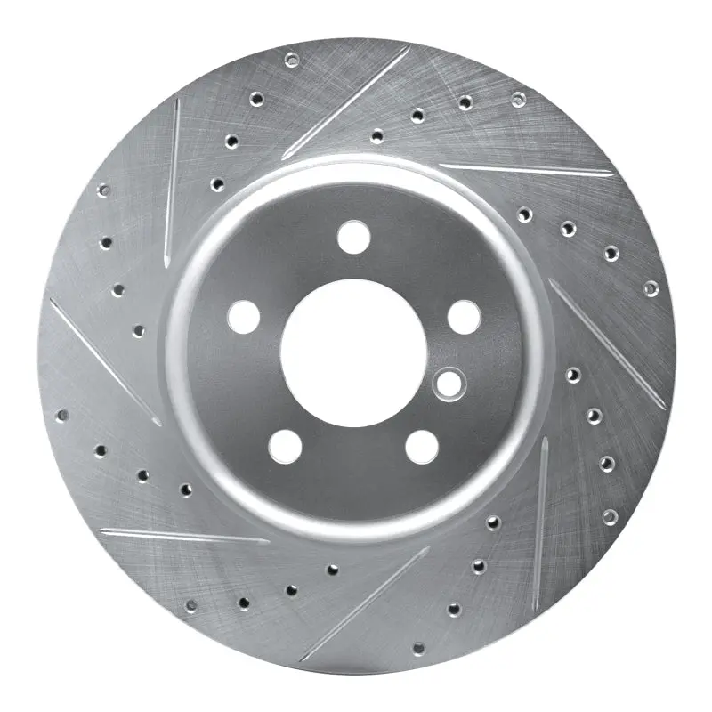 R1 11-19 Bmw 535D Xdrive Front Left Drilled & Slotted Silver Brake Rotor 1