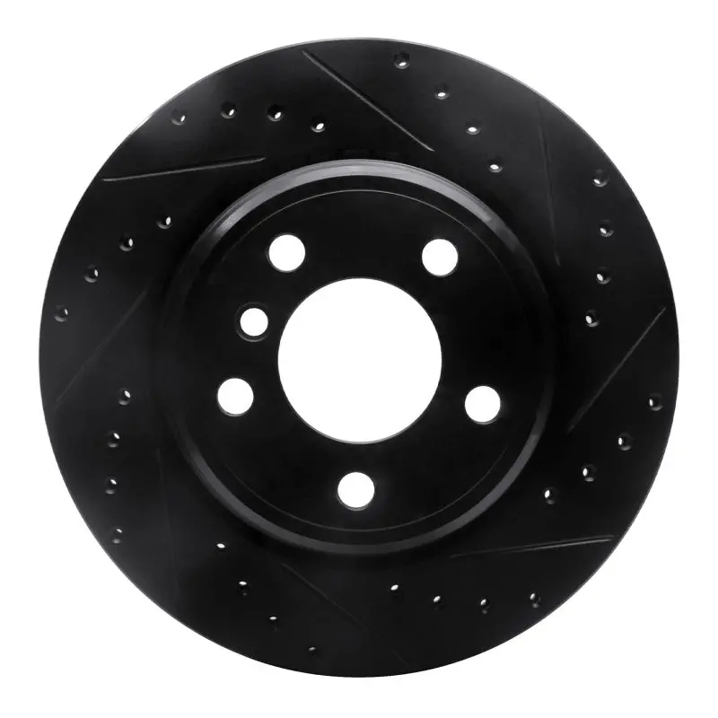R1 02-06 Bmw X5 Rear Right Drilled & Slotted Black Brake Rotor 1