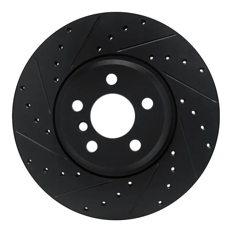 R1 18-25 Bmw 430I Xdrive Gran Coupe Front Left Drilled & Slotted Black Brake Rotor 1