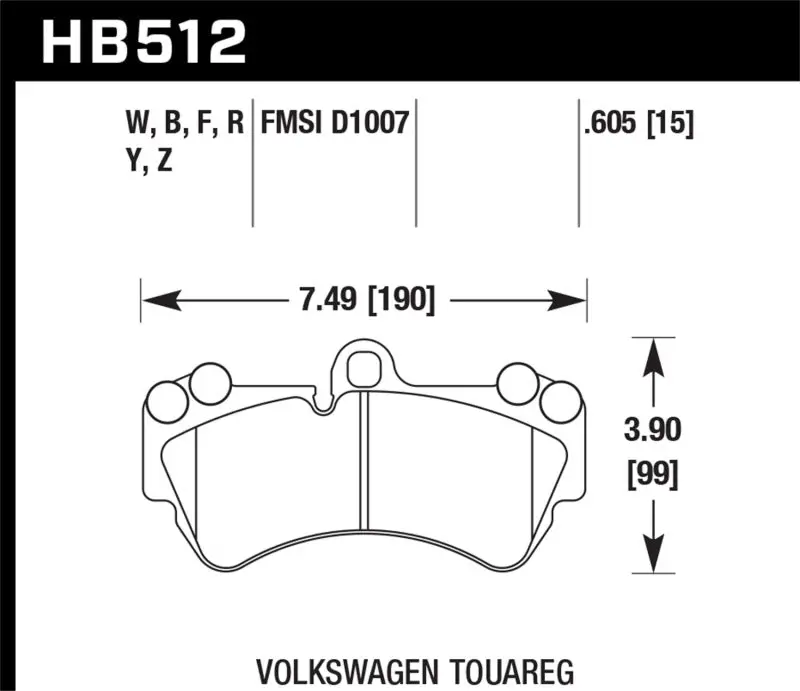 Hawk 04 Volkswagen Touareg Performance Ceramic Street Front Brake Pads 1