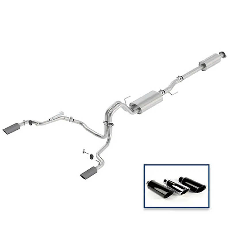 Ford Racing 15-18 F-150 5.0L Cat-Back Touring Exhaust System - Rear Exit Carbon Fiber Tips 1