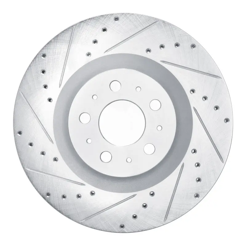 R1 20-25 Tesla Model Y Front Left Drilled & Slotted Silver Brake Rotor 1