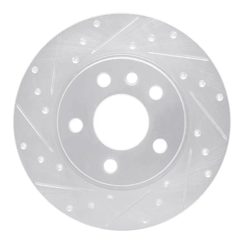 R1 96-00 Volkswagen Eurovan Rear Left Drilled & Slotted Silver Brake Rotor 1