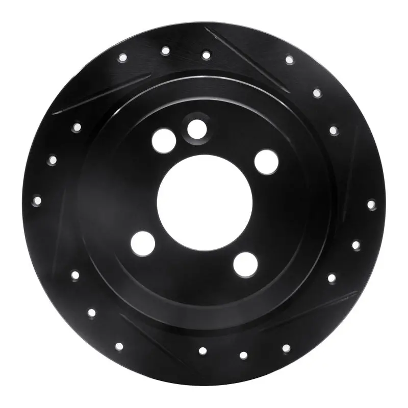 R1 02-15 Mini Cooper (Excl Clubman) Rear Right Drilled & Slotted Black Brake Rotor 1