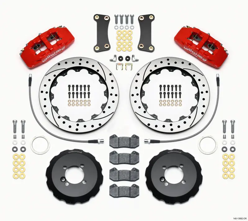 Wilwood Dynapro 6 Front Hat Kit 12.88In Drilled Red 2002-Up Mini Cooper W/ Lines 1