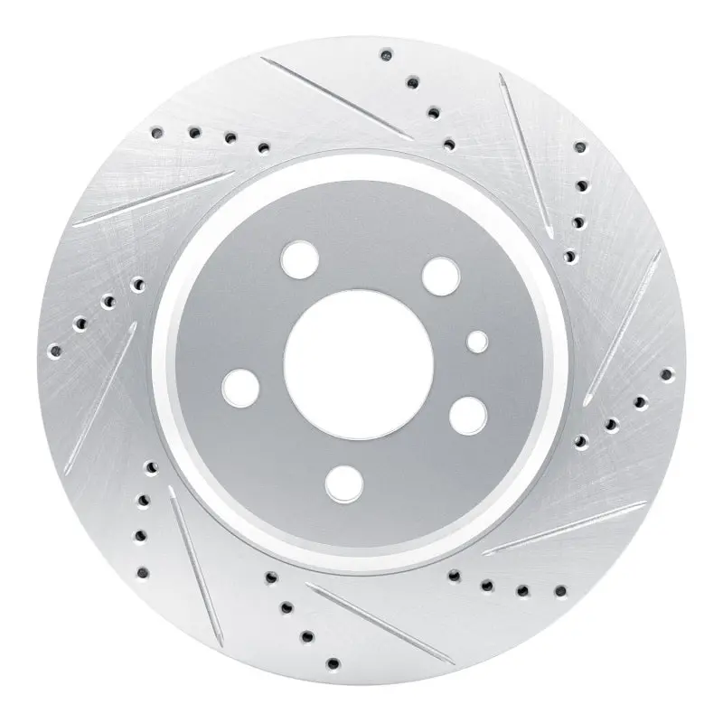 R1 17-25 Tesla Model 3 Rear Right Drilled & Slotted Silver Brake Rotor 1