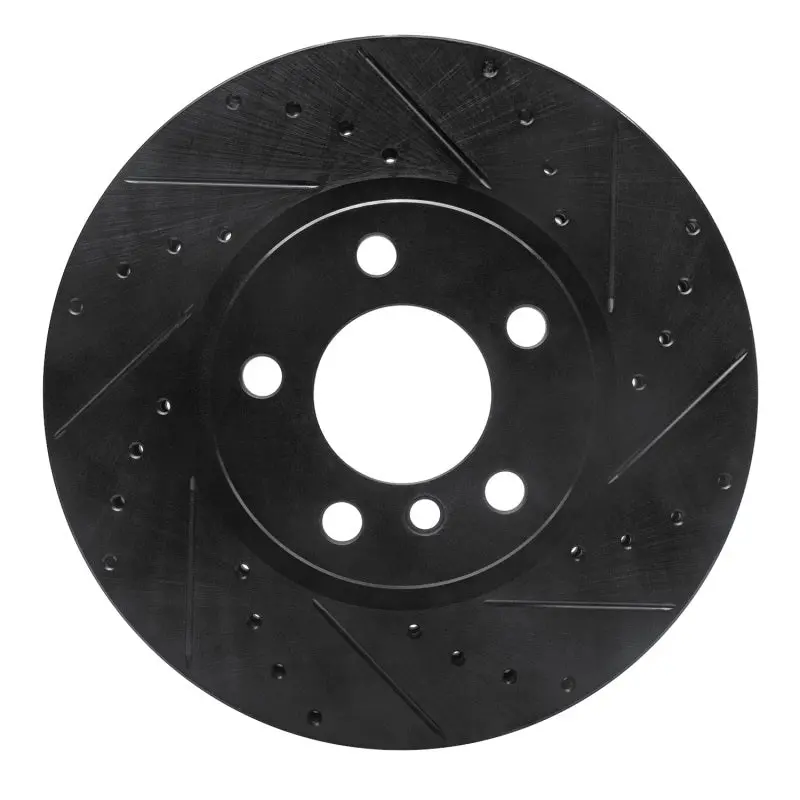 R1 11-18 Bmw X4 Front Right Drilled & Slotted Black Brake Rotor 1