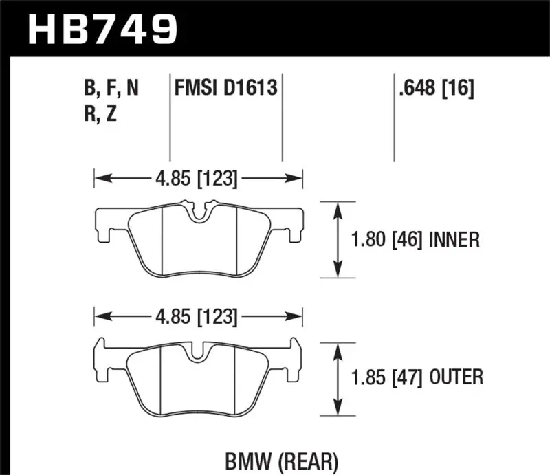 Hawk 13-14 Bmw 328I/328I Xdrive / 2014 428I/428I Xdrive Hp Plus Rear Brake Pads 1