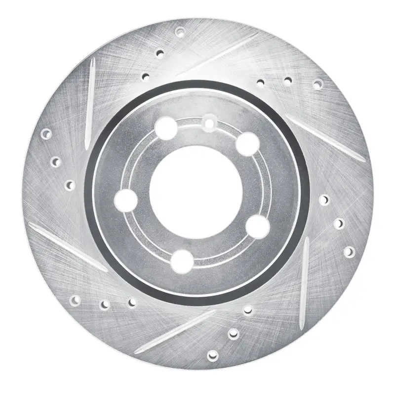 R1 00-06 Audi Tt Quattro Rear Left Drilled & Slotted Silver Brake Rotor 1
