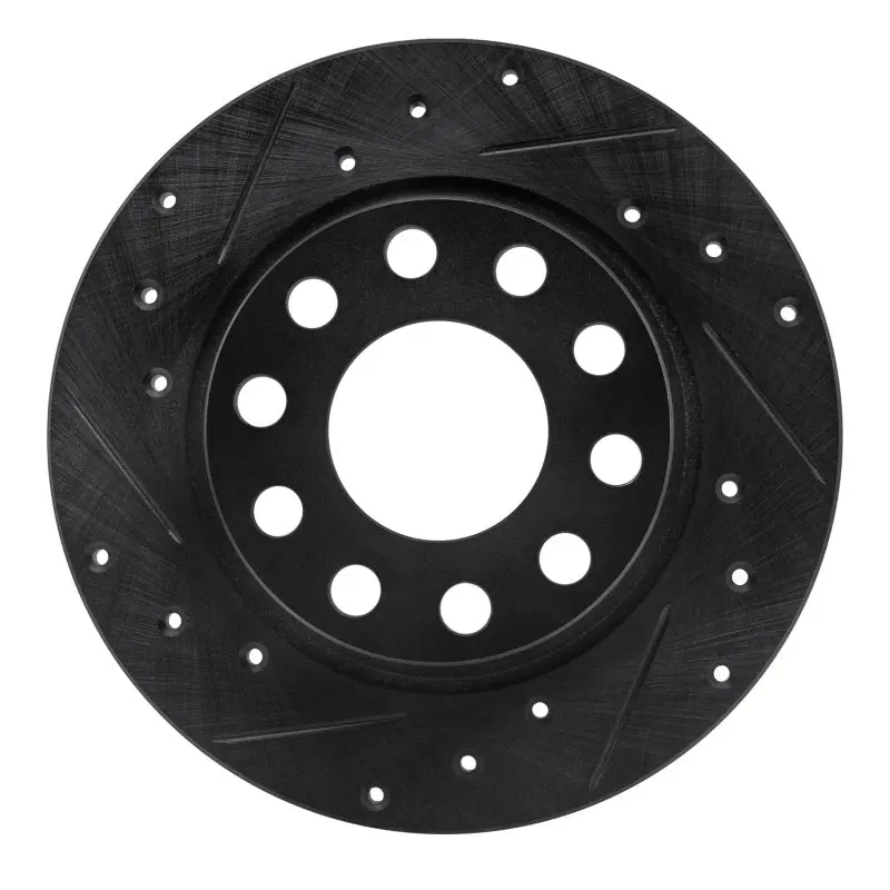R1 00-08 Audi A4 (Usa/Canada) Rear Left Drilled & Slotted Black Brake Rotor 1