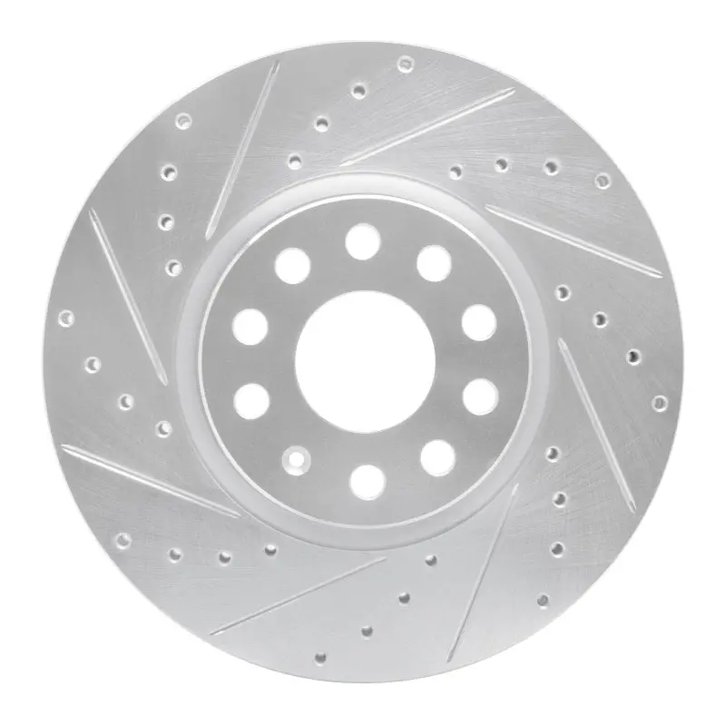 R1 05-25 Audi Q3 Front Left Drilled & Slotted Silver Brake Rotor 1