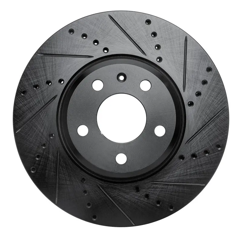 R1 08-25 Audi A4 Quattro Front Right Drilled & Slotted Black Brake Rotor 1