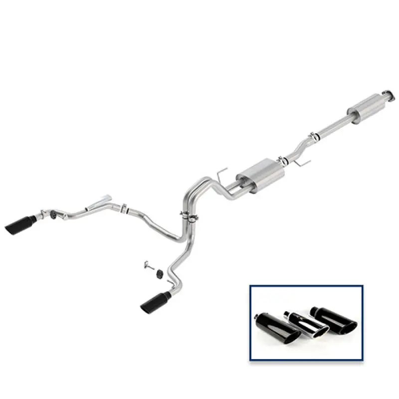 Ford Racing 15-18 F-150 5.0L Cat-Back Sport Exhaust System - Rear Exit Black Chrome Tips 1