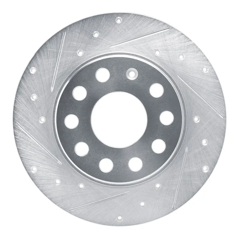 R1 17-25 Audi Q2 (Mexico) Rear Left Drilled & Slotted Silver Brake Rotor 1