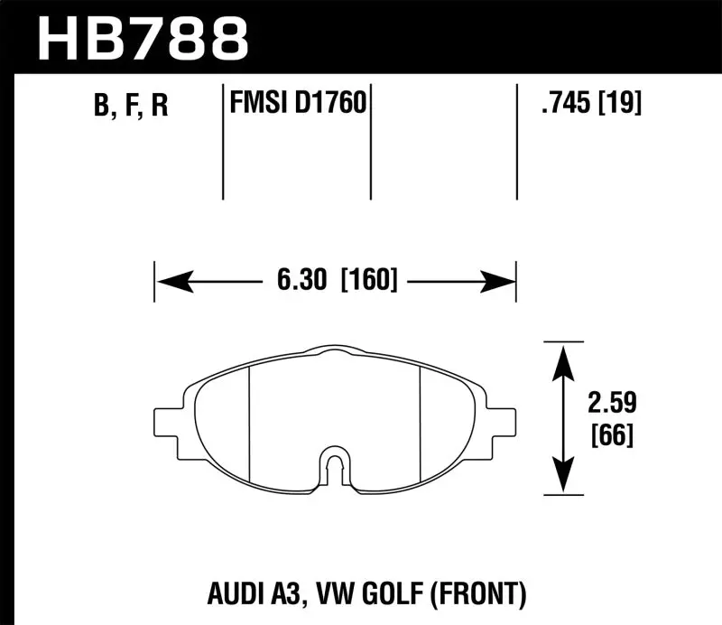 Hawk 15-17 Vw Golf / Audi A3/A3 Quattro Hps Street Front Brake Pads 1