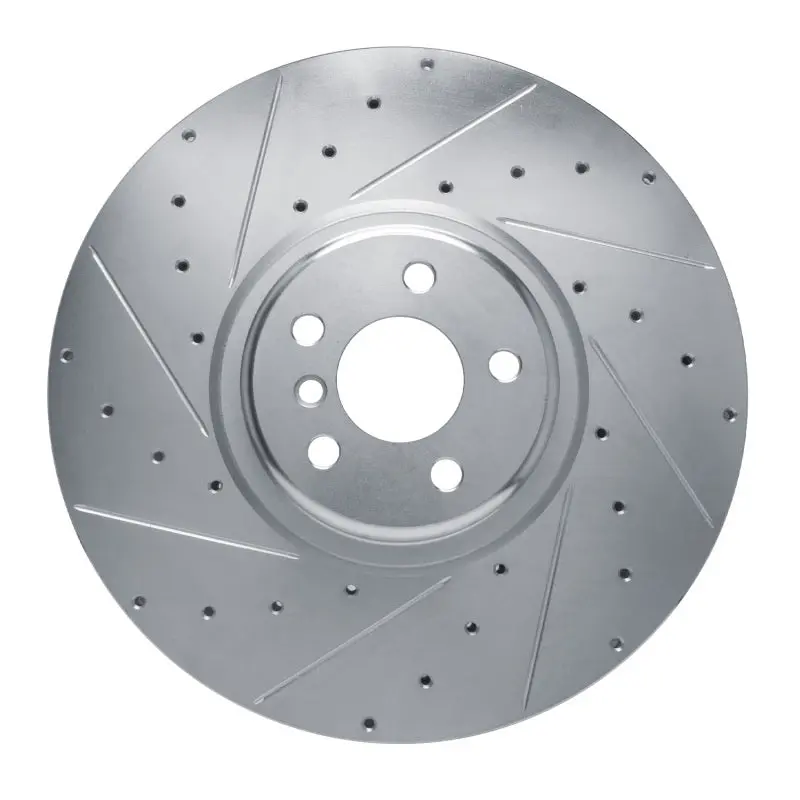 R1 17-25 Bmw X6 Left Front Drilled & Slotted Silver Brake Rotor 1