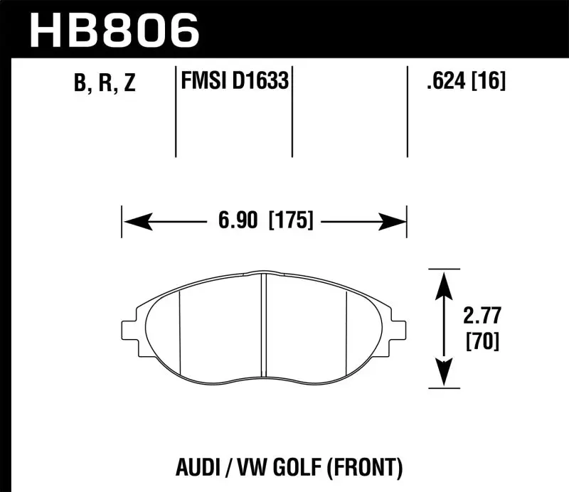 Hawk 16-17 Audi A6 Performance Ceramic Street Front Brake Pads 2