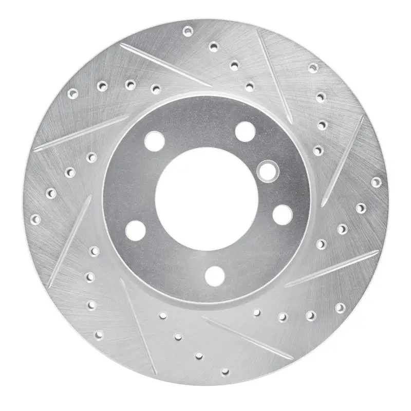 R1 06-13 Bmw 128I Front Right Drilled & Slotted Silver Brake Rotor 1