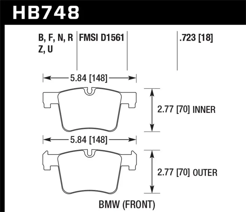 Hawk 13-14 Bmw 328I/328I Xdrive / 2014 428I/428I Xdrive Hp Plus Front Brake Pads 1