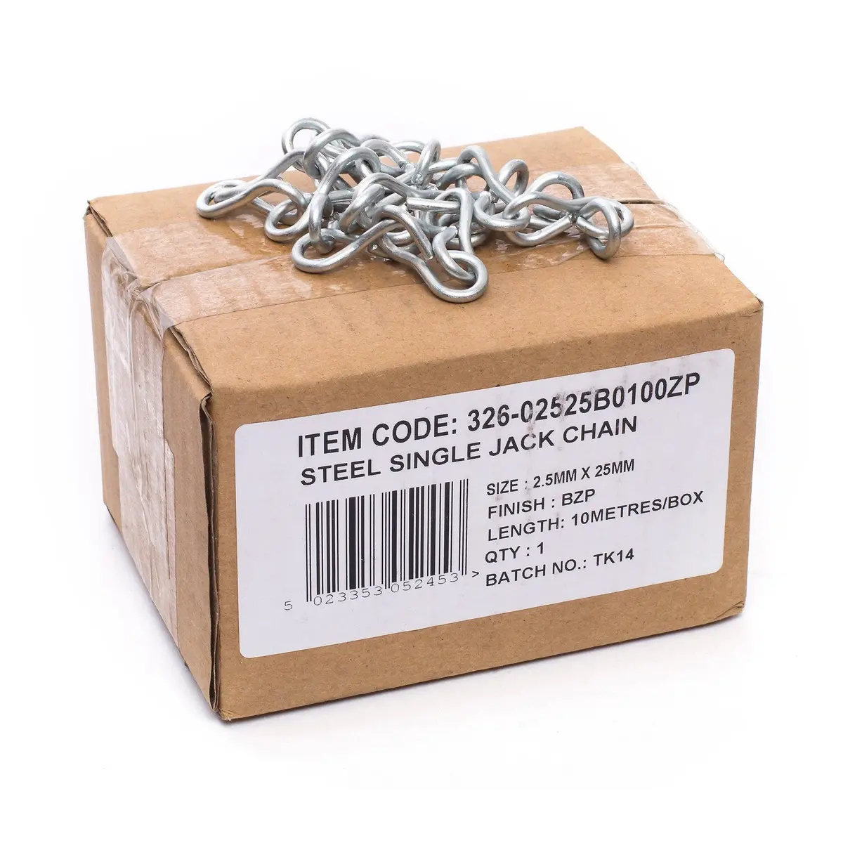 2.5X25mm Single Galvanised Steel Jack Chain -10M 1