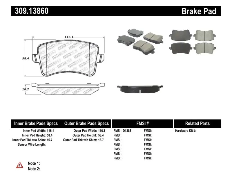 Stoptech Performance Brake Pads 1