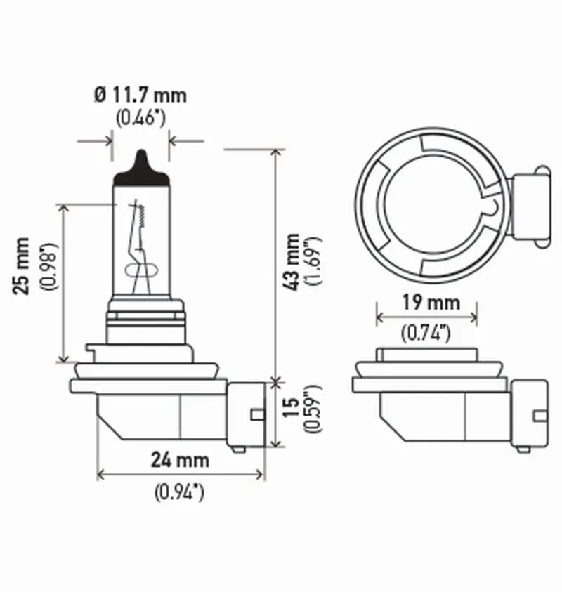 Hella H11 12V 55W Pgj19-2 T4 +50 Performance Halogen Bulb - Pair 1