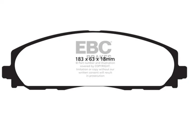 Ebc 2016+ Chrysler Pacifica (Ru) 3.6L Extra Duty Front Brake Pads 1