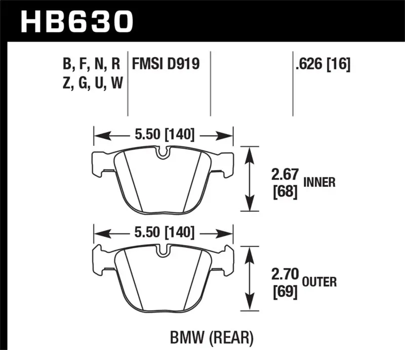 Hawk 06-10 Bmw M5/M6 Dtc-60 Rear Brake Pads 1