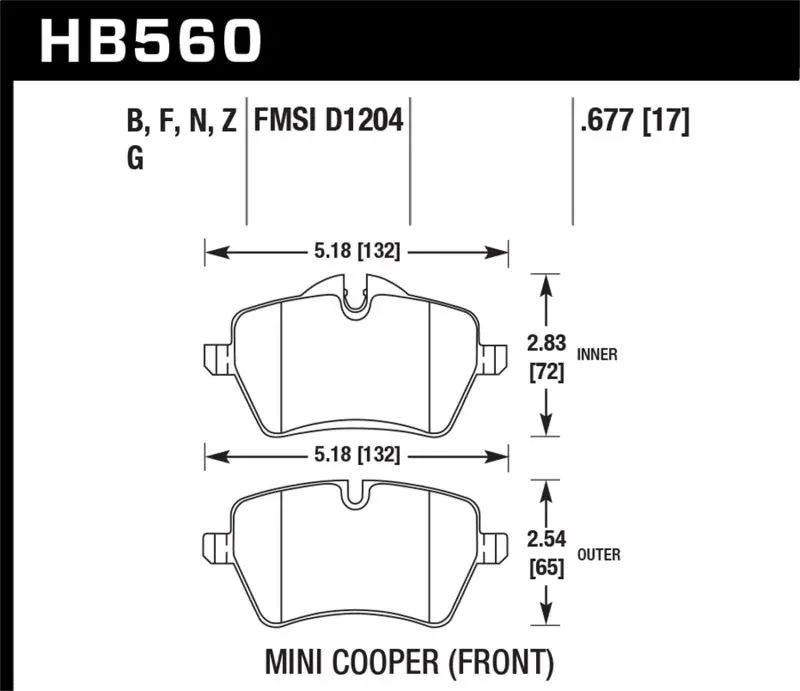 Hawk 05-06 Jcw R53 Cooper S & 07+ R56 Cooper S Hp+ Street Front Brake Pads 1