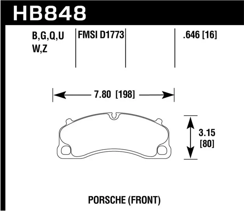Hawk 14-19 Porsche 911 Gt3/Gt3 Rs / 2016 Porsche Cayman Gt4 Pc Street Front Brake Pads 1