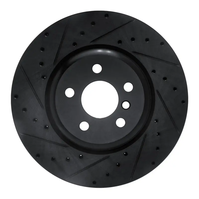 R1 16-25 Bmw 430I Rear Left Drilled & Slotted Black Brake Rotor 1