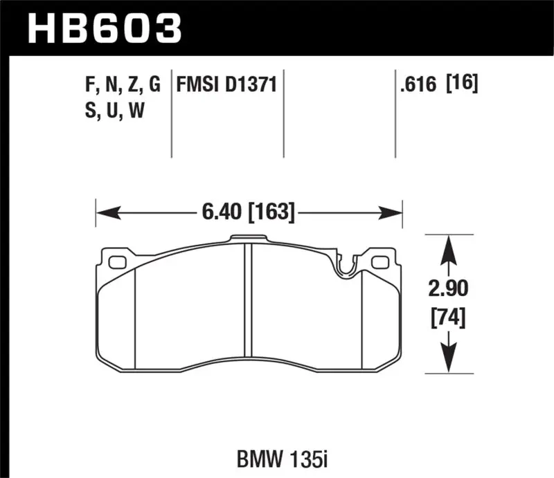 Hawk Bmw 135I Hp+ Street Front Brake Pads 1